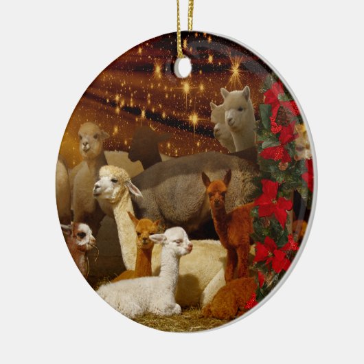 Alpaca kerstversients keramisch ornament (Links)