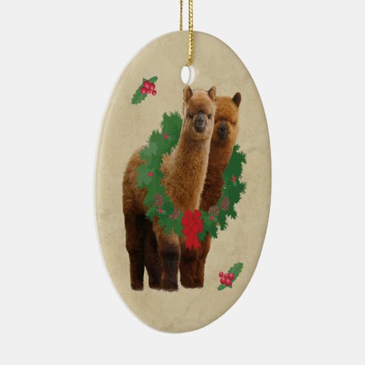 Alpaca kerstversiering keramisch ornament (Rechts)