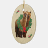 Alpaca kerstversiering keramisch ornament (Links)