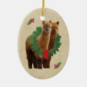 Alpaca kerstversiering keramisch ornament (Voorkant)