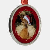 Alpaca kerstversiering metalen ornament (Rechts)