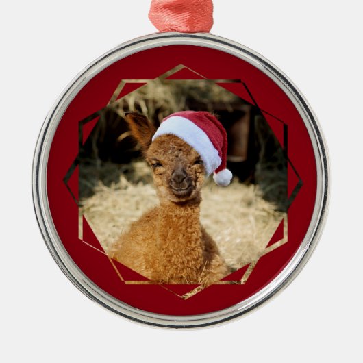 Alpaca kerstversiering metalen ornament (Voorkant)