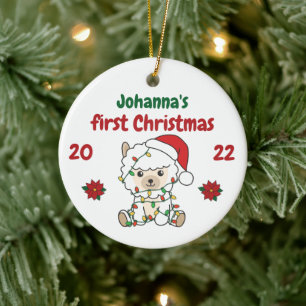 Alpaca Kerstwinter, eerste kerstdag Keramisch Ornament