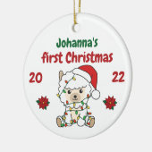 Alpaca Kerstwinter, eerste kerstdag Keramisch Ornament (Links)