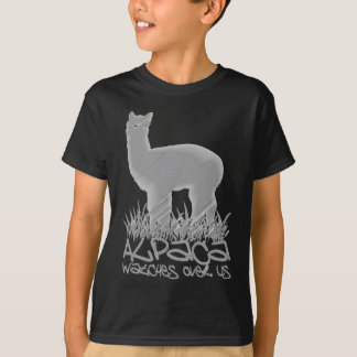 Alpaca kijkt over ons t-shirt