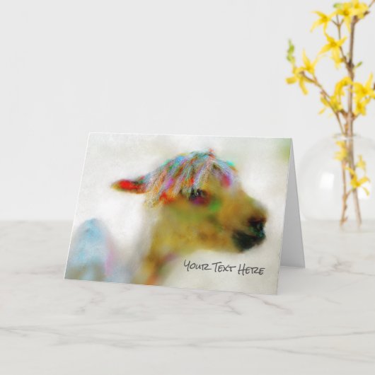 Alpaca kleurrijke regenboog dreadlocks haardos kaart (Gele Bloem)