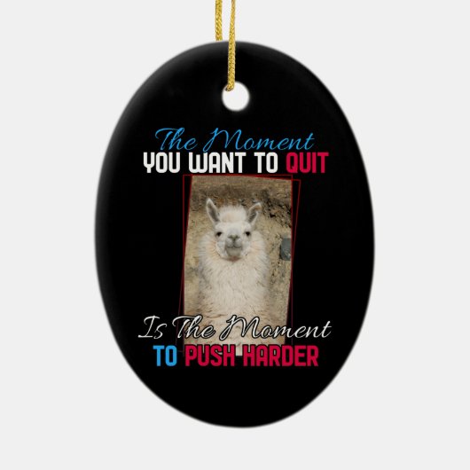 Alpaca lama - Duw harder aanmoediging Keramisch Ornament (Achterkant)