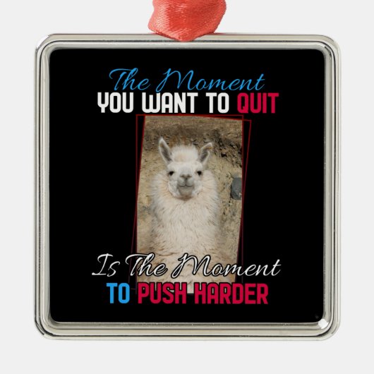 Alpaca lama - Duw harder aanmoediging Metalen Ornament (Voorkant)