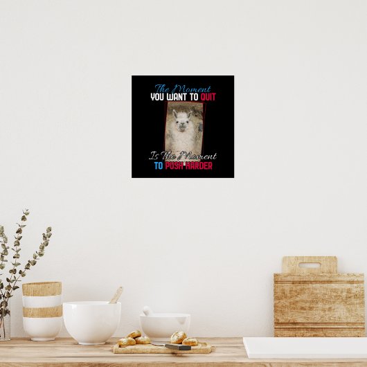 Alpaca lama - Duw harder aanmoediging Poster (Keuken)
