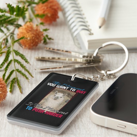 Alpaca lama - Duw harder aanmoediging Sleutelhanger (Voorkant Rechts)