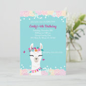 Alpaca Lama Gezicht Kinderen Verjaardagsuitnodigin Kaart (Staand voorkant)