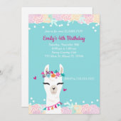 Alpaca Lama Gezicht Kinderen Verjaardagsuitnodigin Kaart (Voorkant / Achterkant)