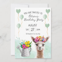 Alpaca lama Kind Verjaardag | uitnodiging tot baby