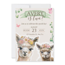 Alpaca lama Kind Verjaardag | uitnodiging tot baby