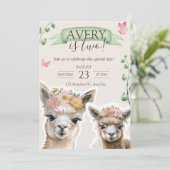 Alpaca lama Kind Verjaardag | uitnodiging tot baby (Staand voorkant)