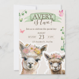 Alpaca lama Kind Verjaardag | uitnodiging tot baby