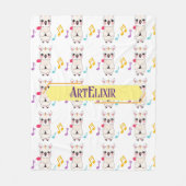 Alpaca lama muzikaal patroon fleece deken (Voorkant)