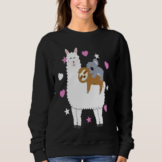Alpaca Lama Sloth Koala Women  Girls Sloth Trui (Voorkant)