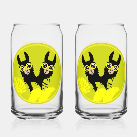 Alpaca lama tweeling blikvorm glas (Voorkant)