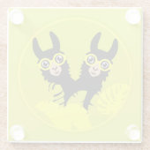 Alpaca lama tweeling glazen onderzetter (Achterkant)