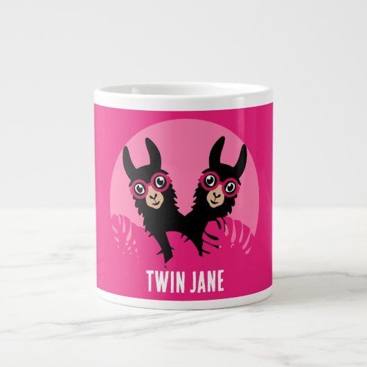 Alpaca lama tweeling grote koffiekop (Voorkant)
