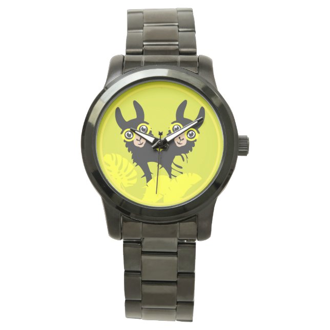 Alpaca lama tweeling horloge (Voorkant)