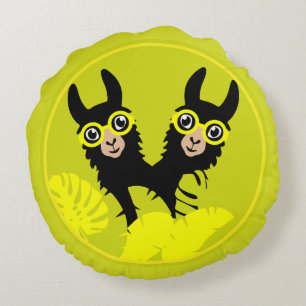 Alpaca lama tweeling rond kussen