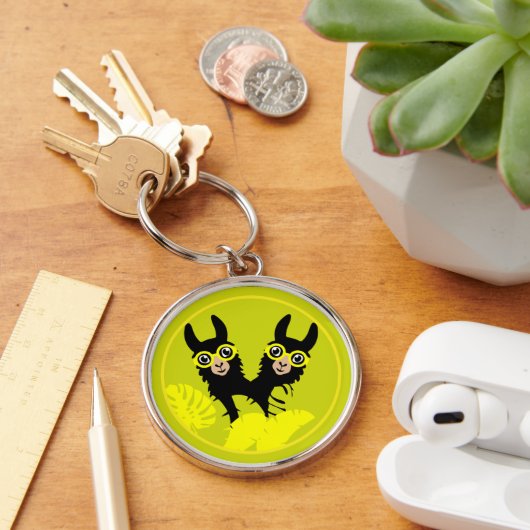 Alpaca lama tweeling sleutelhanger (Bureau)