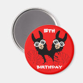 Alpaca lama tweeling verjaardag magneet (Voorkant / Achterkant)