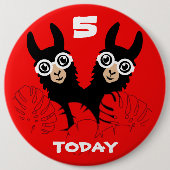 Alpaca lama tweeling verjaardag ronde button 6,0 cm (Voorkant)