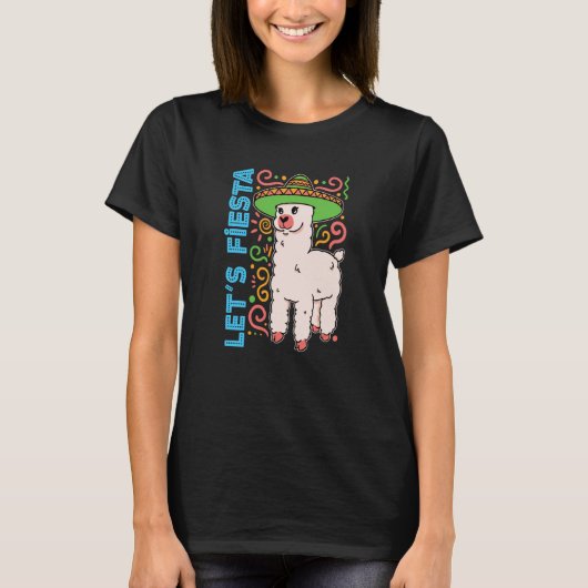 alpaca llama animal mexico cinco de mayo let's fie t-shirt (Voorkant)