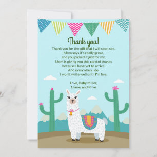 Alpaca Llama Baby shower Hartelijk dank Bedankkaart