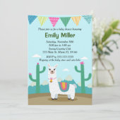 Alpaca Llama Baby shower uitnodiging (Staand voorkant)