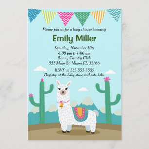 Alpaca Llama Baby shower uitnodiging