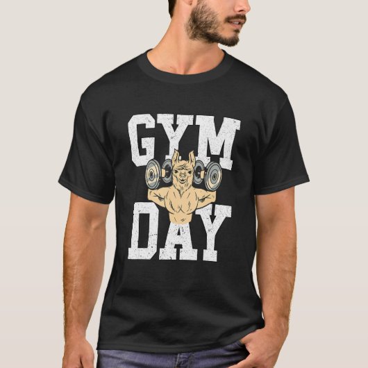 Alpaca Llama Fitness Workout Gym Day T-shirt (Voorkant)
