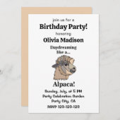 Alpaca Llama Funny Birthday Party Kaart (Voorkant / Achterkant)