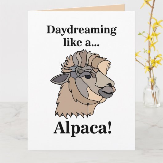Alpaca Llama Funny Kaart (Gele Bloem)