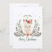 Alpaca Llama-kerstkaart Scandinavian Kaart (Voorkant / Achterkant)
