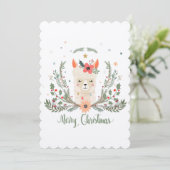 Alpaca Llama-kerstkaart Scandinavian Kaart (Staand voorkant)