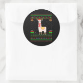 Alpaca Llama Lover Santa Hat Matching Lelijke Alpa Ronde Sticker (Tas)