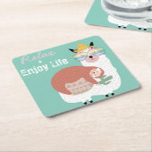 Alpaca/Llama met een sleuf Kartonnen Onderzetters (Schuin)