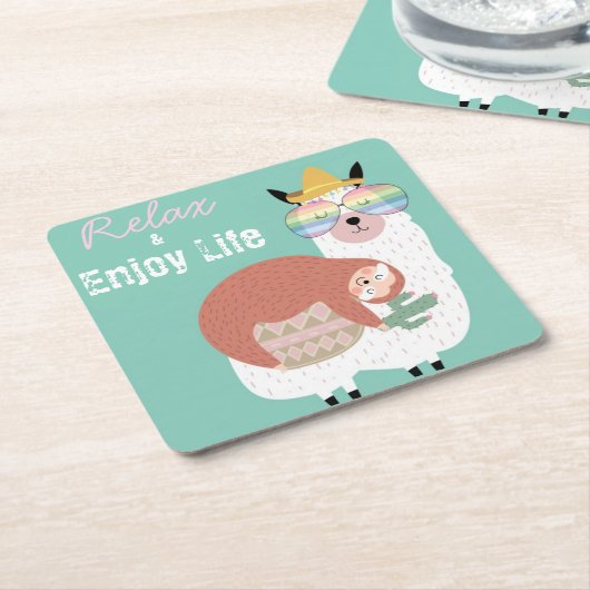 Alpaca/Llama met een sleuf Kartonnen Onderzetters (Schuin)