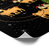 Alpaca Llama Santa Sleigh Flying Funny Magical Chr Poster (Hoek)