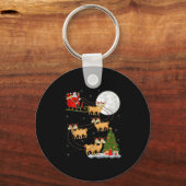 Alpaca Llama Santa Sleigh Flying Funny Magical Chr Sleutelhanger (Voorkant)