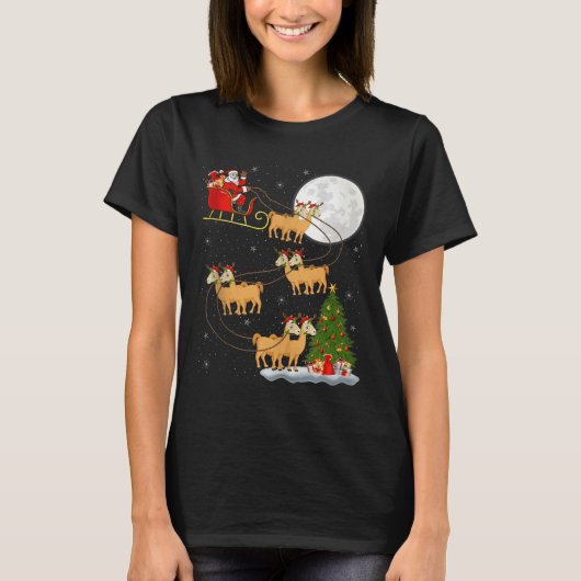 Alpaca Llama Santa Sleigh Flying Funny Magical Chr T-shirt (Voorkant)
