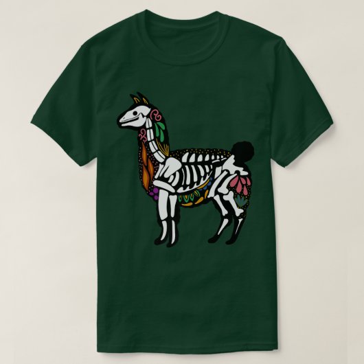 Alpaca Llama Skeleton, Halloween T-shirt (Design voorkant)