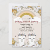 Alpaca Llama Twins Kids Birthday Kaart (Voorkant)