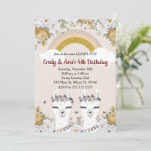 Alpaca Llama Twins Kids Birthday Kaart (Staand voorkant)