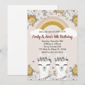 Alpaca Llama Twins Kids Birthday Kaart (Voorkant / Achterkant)