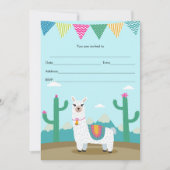 Alpaca llama Uitnodiging vult kinderverjaardag in (Voorkant)